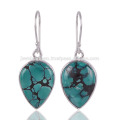 Boucles d&#39;oreilles en argent sterling tibétain Turquoise 925